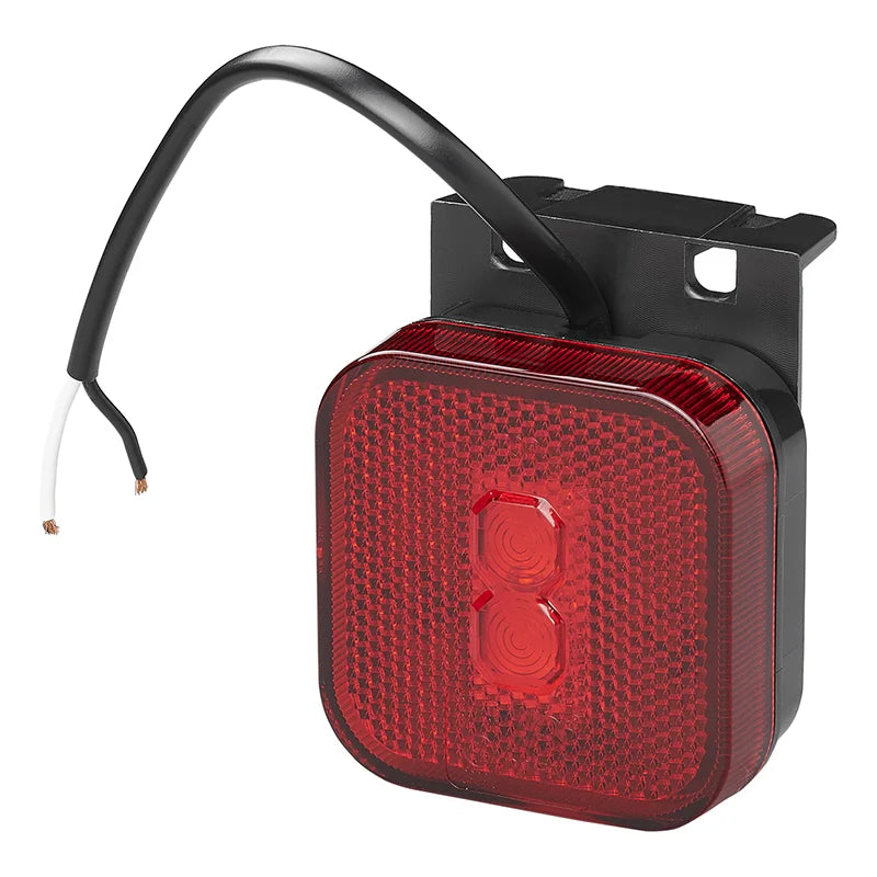 Feu de position arrière 12/24V rouge 65 x 65 mm LED avec support