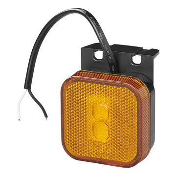 Feu de position latéral 12/24V orange 65 x 65 mm LED avec support