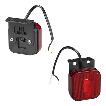 Feu de position arrière 12/24V rouge 65 x 65 mm LED avec support