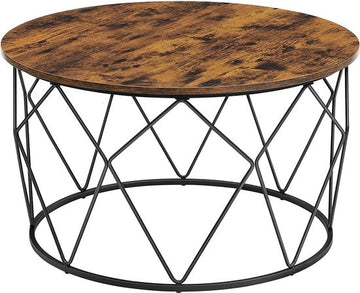 Table basse design industriel, vintage marron-noir