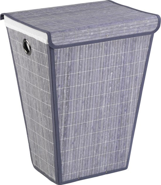 Panier À Linge En Bambou/ Plastique Gris 47 X 35 X 60cm 55l