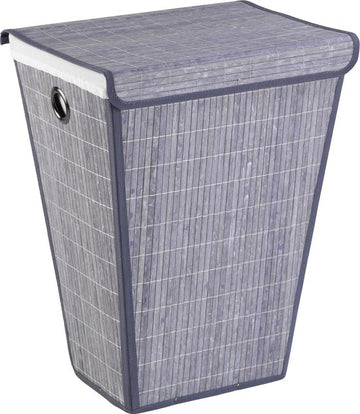 Panier À Linge En Bambou/ Plastique Gris 47 X 35 X 60cm 55l