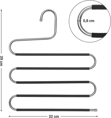 Lot de 4 Cintres Magiques Multiples, Porte-Pantalons,  en INOX à 5 Niveaux