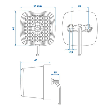 Feu de position 9-30V blanc 61 x 61 mm LED