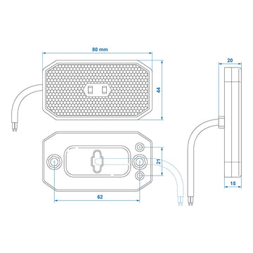 Feu de position 12/24V blanc 80 x 44 mm LED