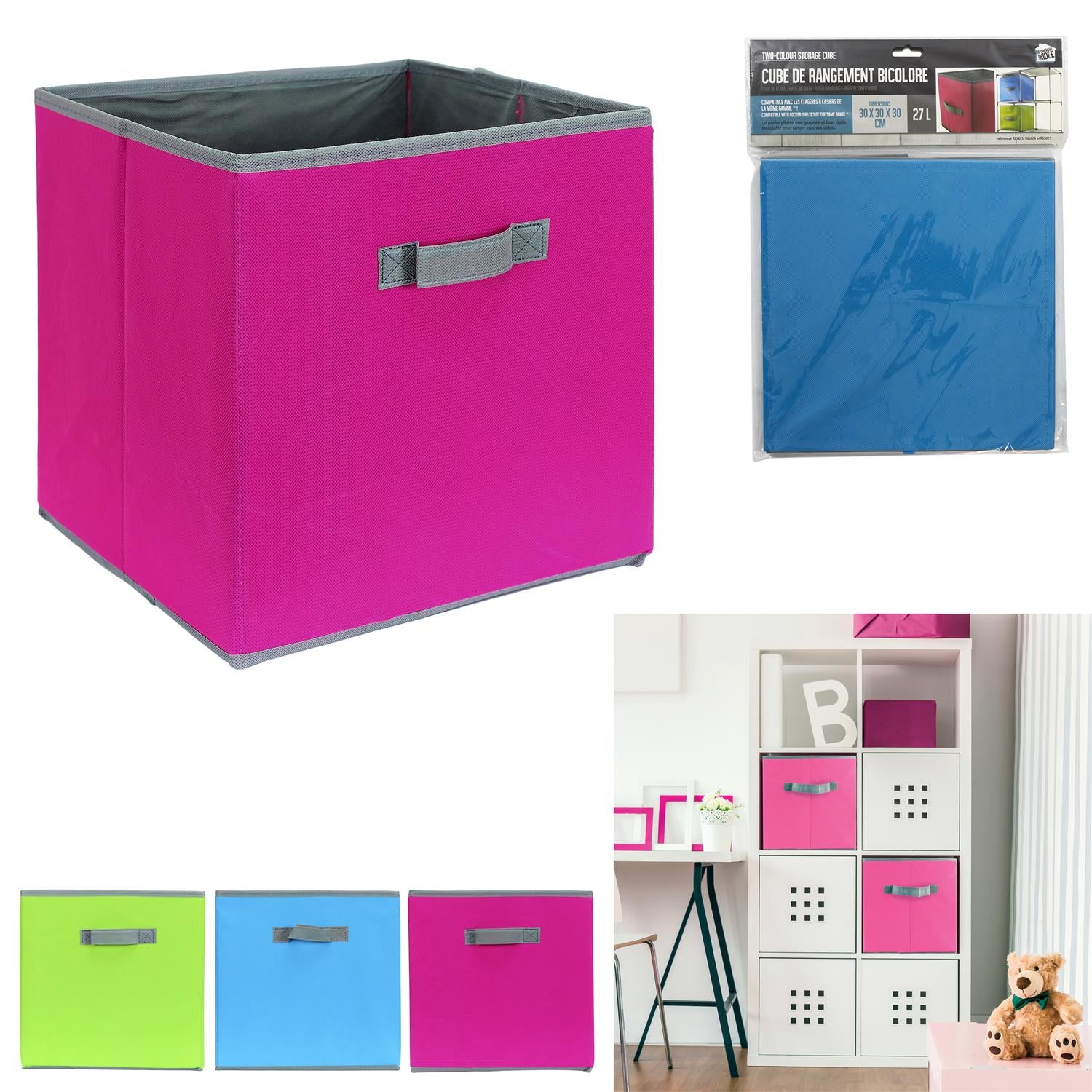 CUBE DE RANGEMENT COLORE ENFANT 30X30CM M12