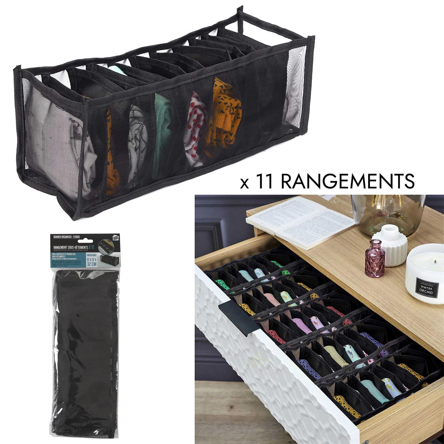 RANGEMENT 11 SOUS VETEMENTS 32X12CM M12