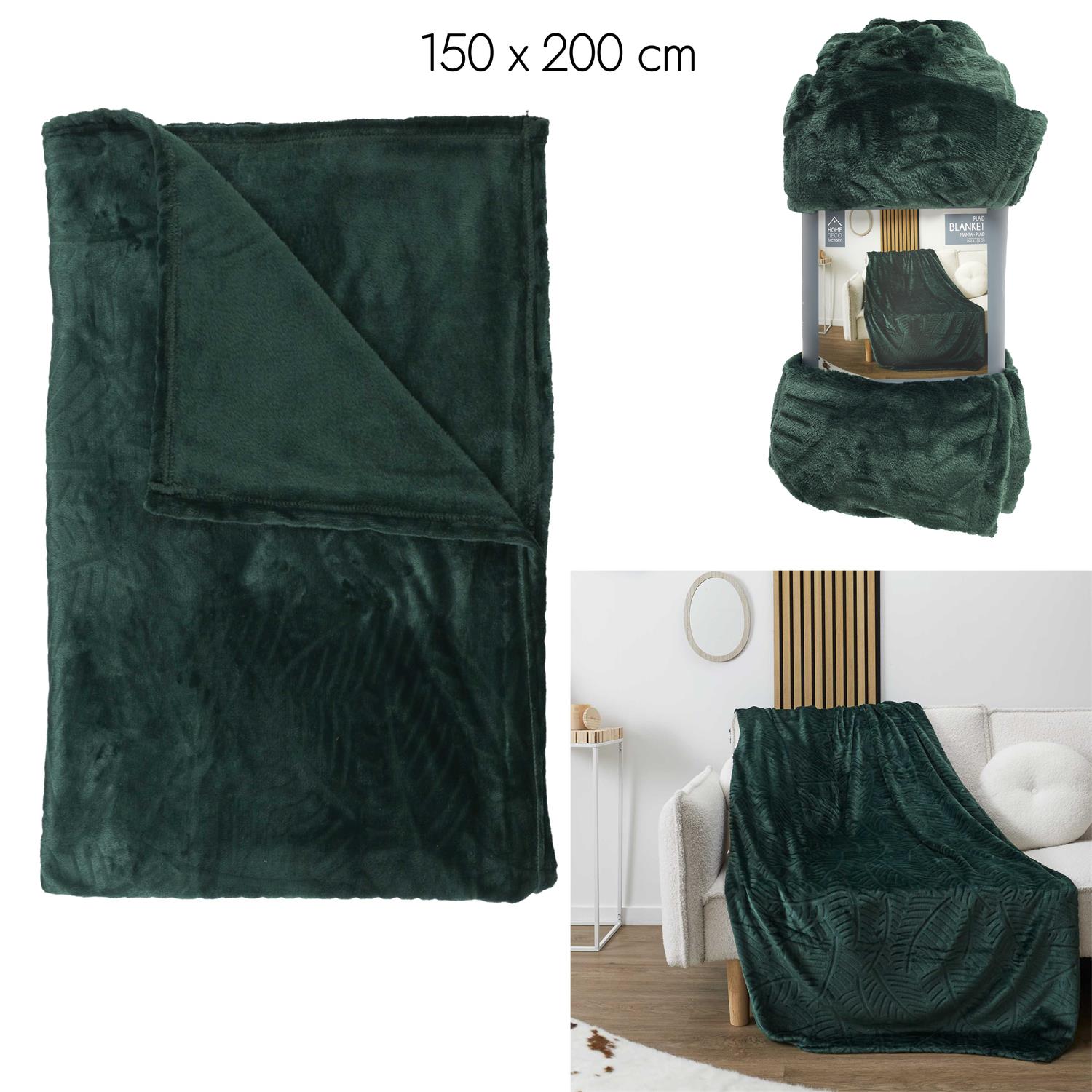 PLAID FLANELLE EMBOSSE VERT SAPIN 150X200CM M12