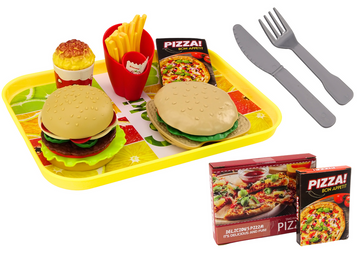 Fast Food Set Pizza Burgers French Fries Accessories pour enfants 24 pièces.