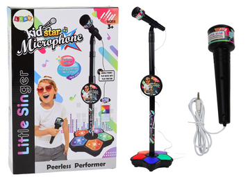 Microphone avec support pour enfants, réglable, noir