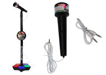 Microphone avec support pour enfants, réglable, noir