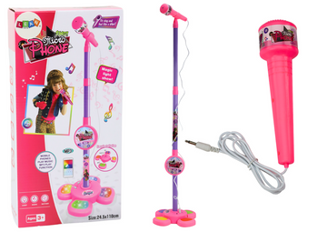 Microphone avec support pour enfants, réglable, rose