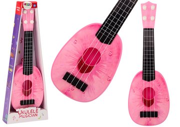 Ukulèle pour enfants Mini guitare 4 cordes Thème de la pêche Guitare rose 15