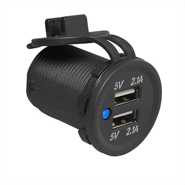 Prise-USB double à encastrer 2x2100mA 12V/24V