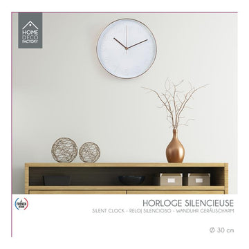 HORLOGE RONDE 30.5CM BLANCHE CUIVREE