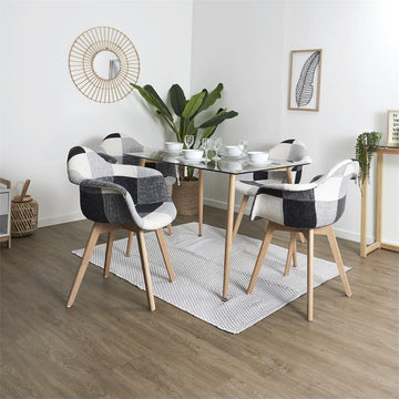 FAUTEUIL SCANDINAVE PATCHWORK GRIS