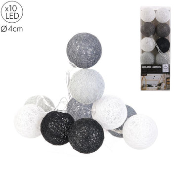 GUIRLANDE BOULE 10 LED GRIS NOIR BLANC 4X192CM 8 8