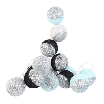 GUIRLANDE BOULE 16LED NOIR BLEU GLITTER 6X300CM